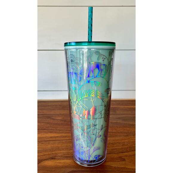 NWT Starbucks Holiday 2022 Color Change Enchanted Forest 24oz Tumbler Mint - Picture 1 of 6